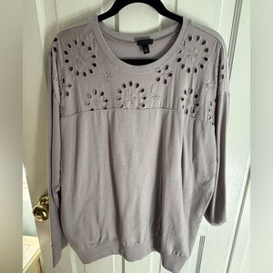 Torrid Gray Long Sleeve Top with Floral Cutouts